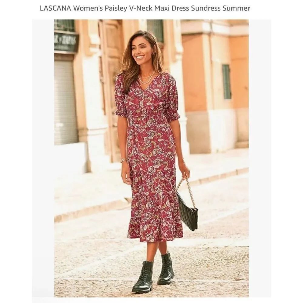 Lascana NWT Rust paisley print maxi summer sundress 4